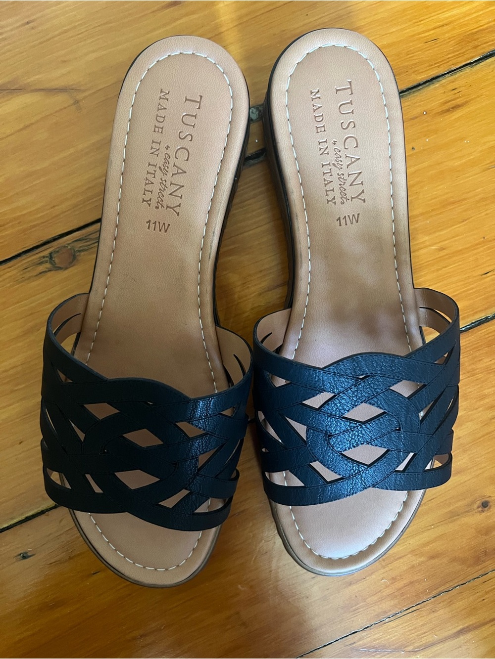 Tuscany Classics Black Woven Slide Sandals - Women Made in 🇮🇹